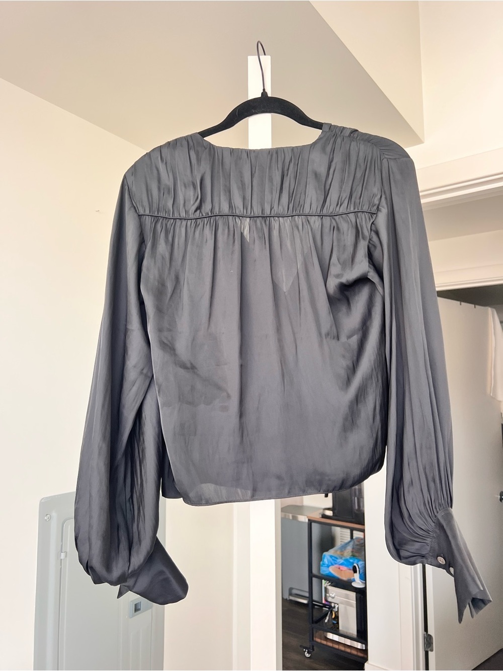 Frame Balloon Sleeve V-Neck Wrap Blouse Sz S - Picture 8 of 8